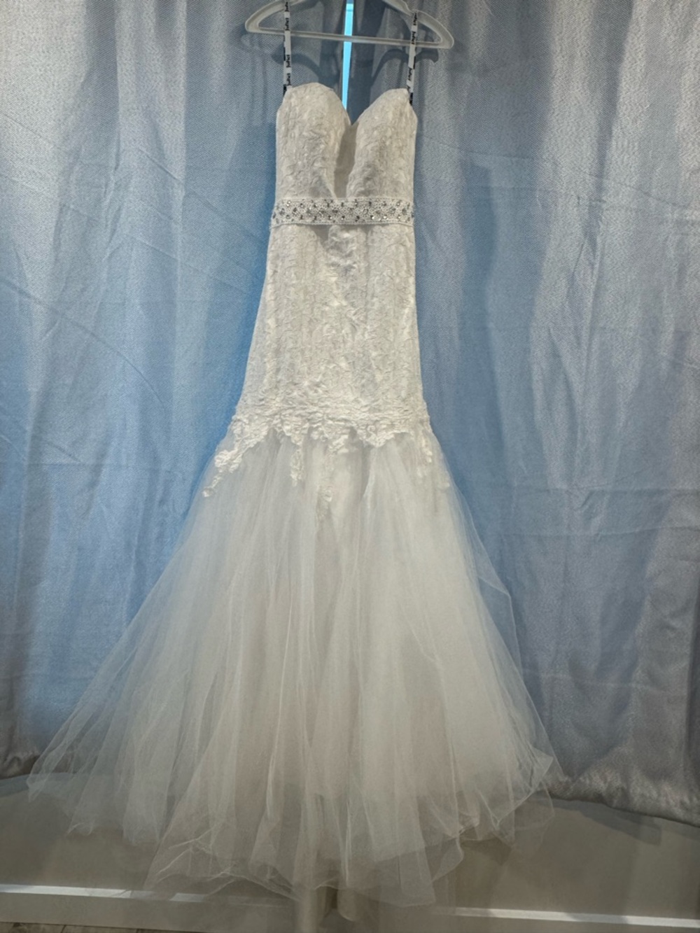Strapless Lace Mermaid Wedding Dress with Beaded Waist